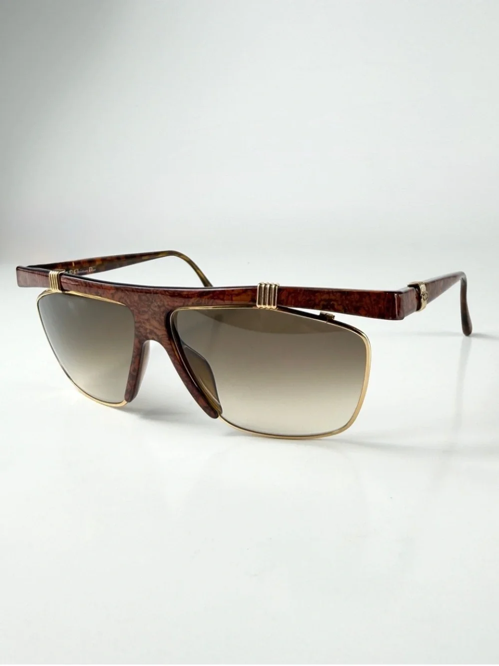 Vintage Christian Dior 2555 47 Sunglasses Flat Top Brow Aviator Deadstock VFC